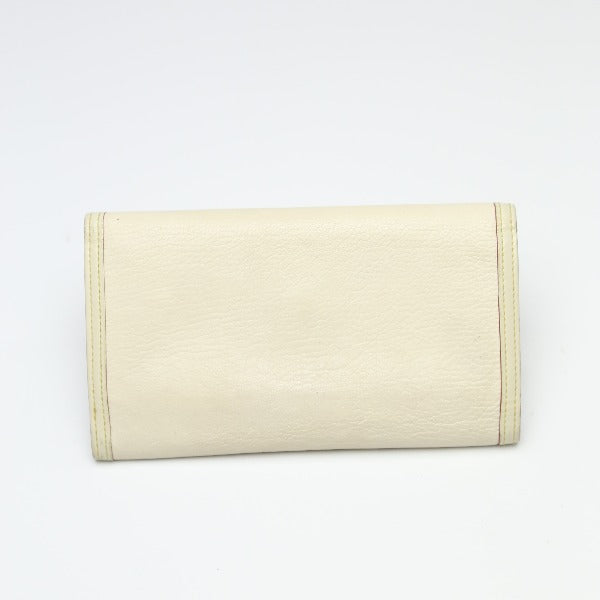Louis Vuitton Long Purse M91839 Goat Trifold Leather White Wallet Case