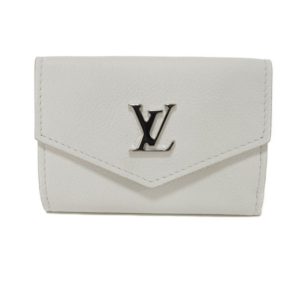 Louis Vuitton Tri-fold M68482 Grain embossed snow Leather Calf Mini Logo Wallet Case