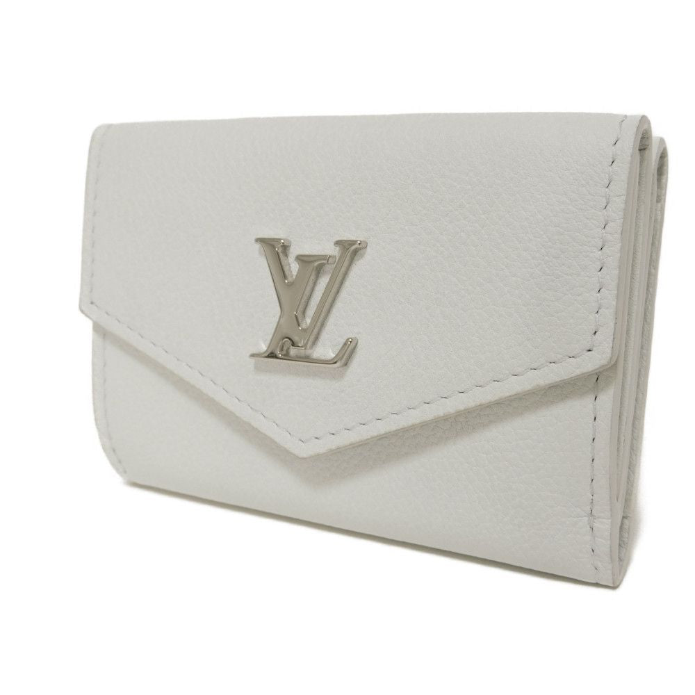 Louis Vuitton Tri-fold M68482 Grain embossed snow Leather Calf Mini Logo Wallet Case