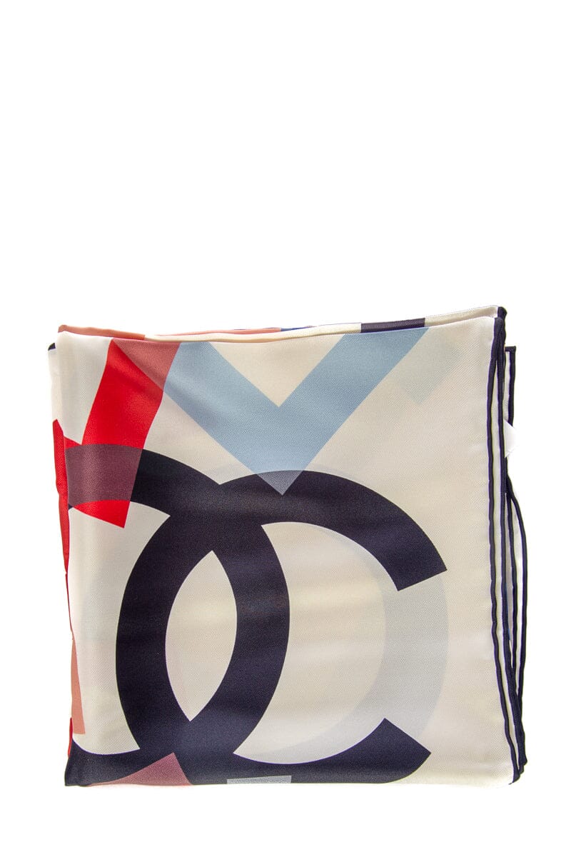 Chanel square Encru / Multicolor Scarf w box