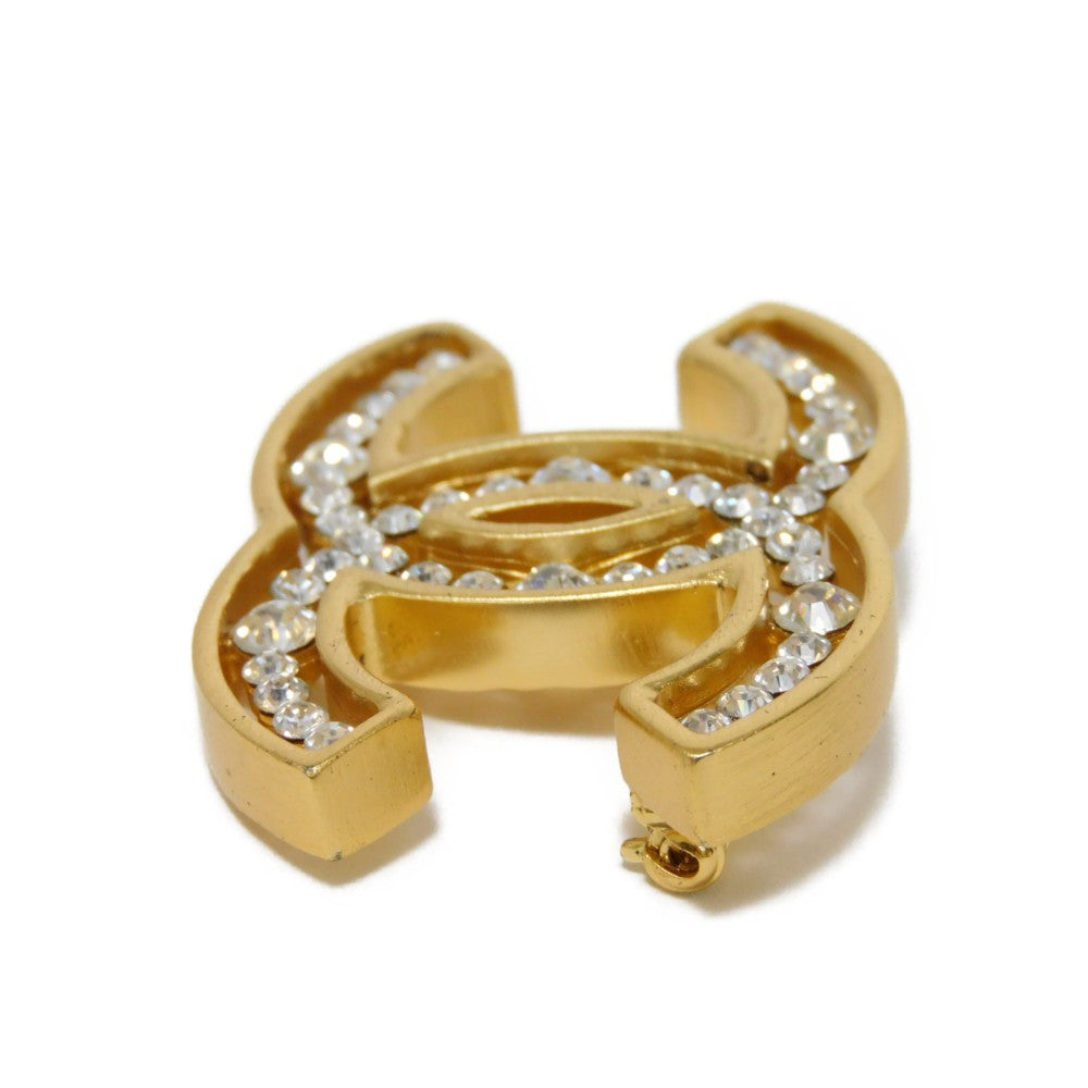 CHANEL Brooch Rhinestone x plating clear CC mark Crystal COCO Mark