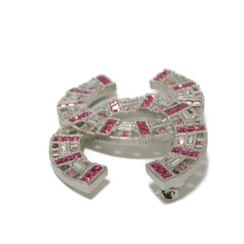 CHANEL Brooch Bijoux x metal Clear pink x clear CC mark Crystal COCO Mark