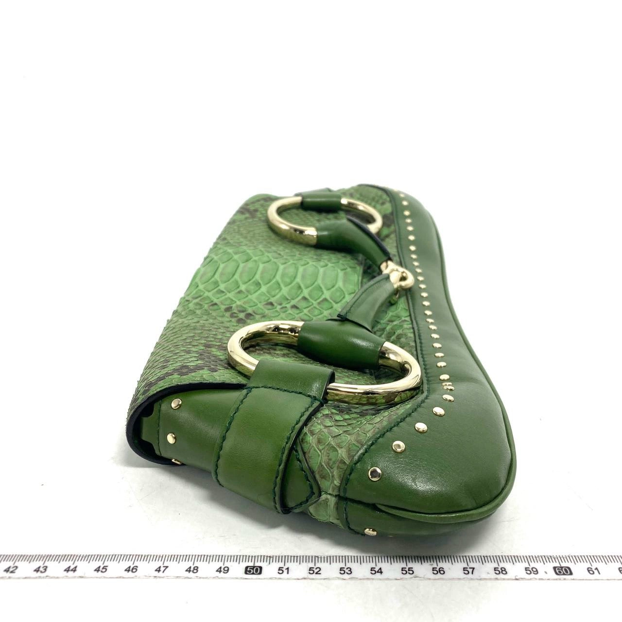 Gucci Horsebit Skin Crocodile Green Large Shoulder Bag