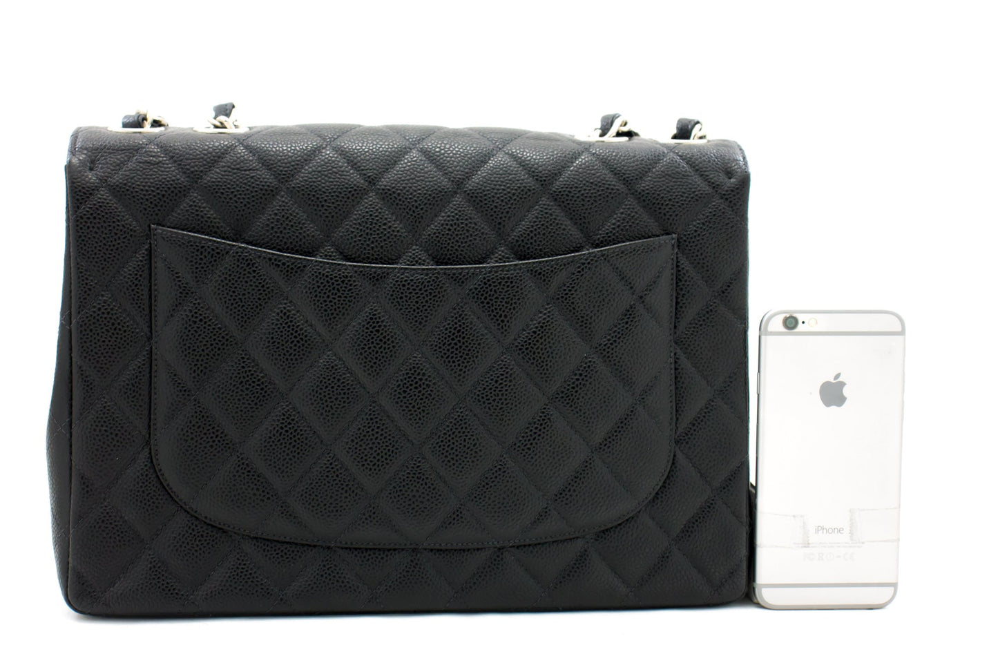 Chanel Classic Large " Chain Shoulder Bag Black Grained Calfskin