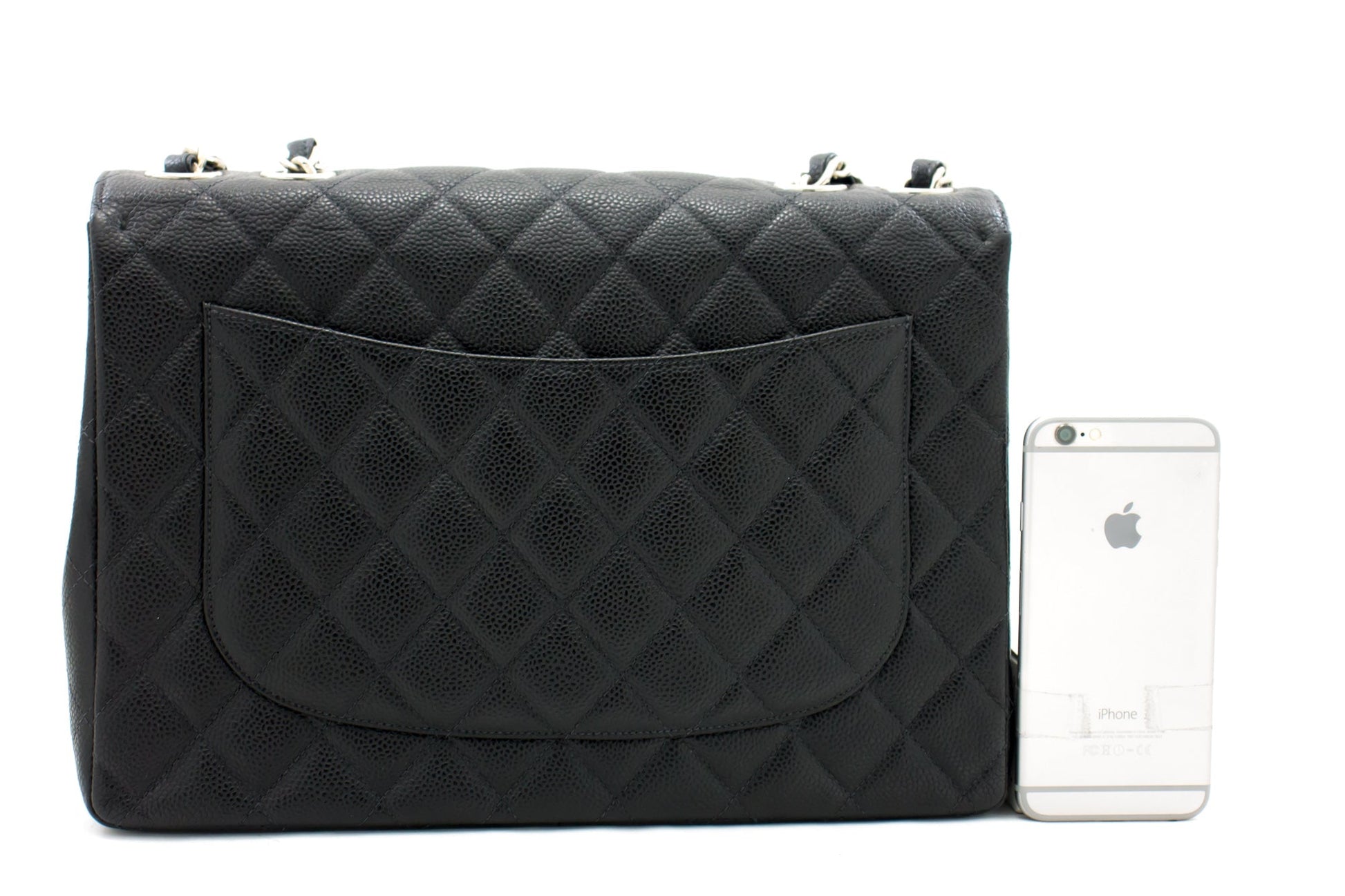 Chanel Classic Large " Chain Shoulder Bag Black Grained Calfskin