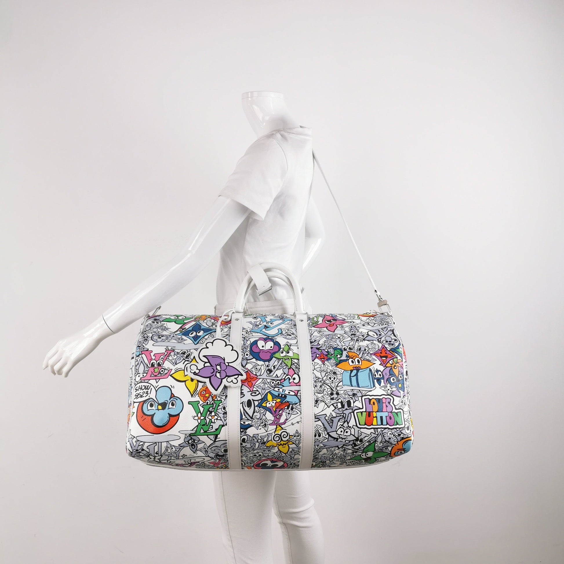 Louis Vuitton Comics Keepall 50 Multi-color White Travel Bag