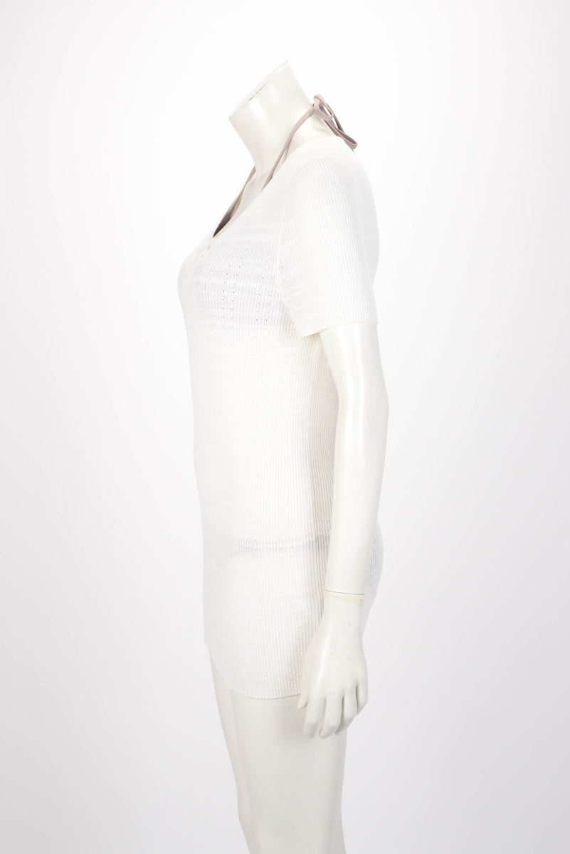 Chanel Ivory Cotton Pointelle Cc Top Fr 48 Bag