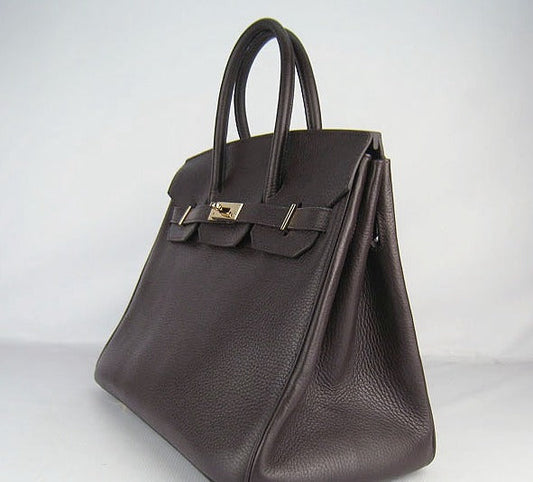 Hermes Luxury Birkin Cm Togo Handbags Dark Coffee Leather Gold Travel Bag