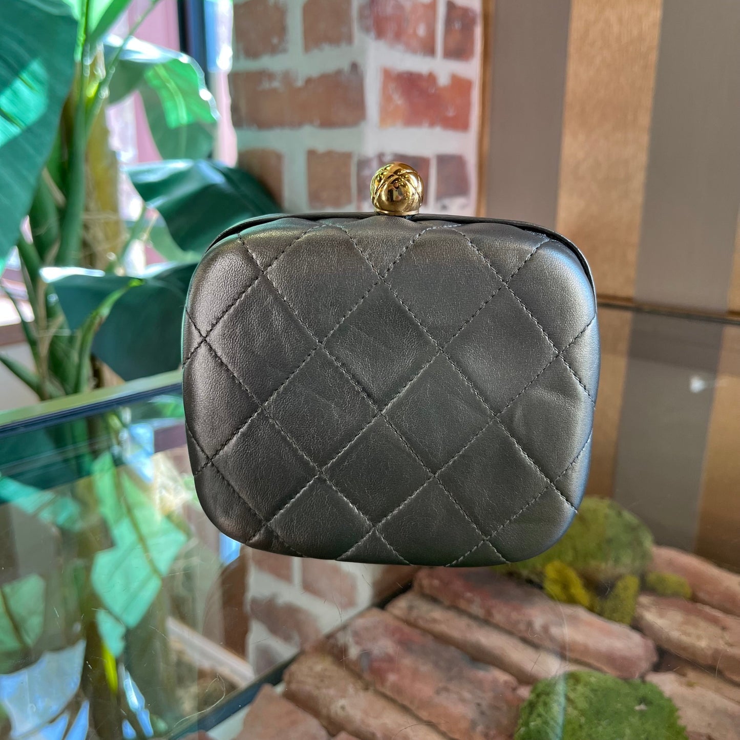CHANEL   Metallic Gray Lambskin Timeless Clutch and Shoulder Bag ADI1125