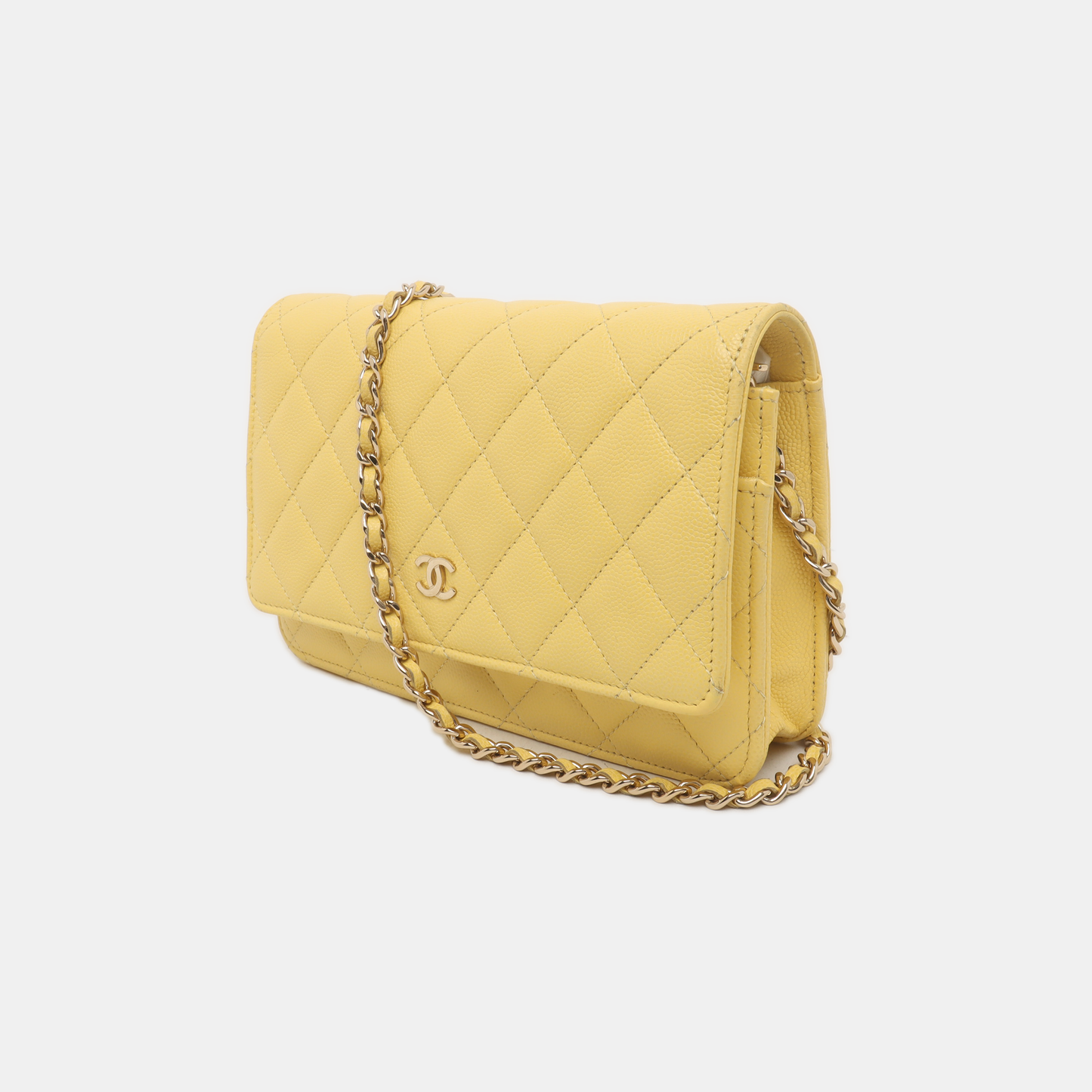 Chanel on Classic Flap Yellow Caviar Hardware Gold Leather Wallet Case