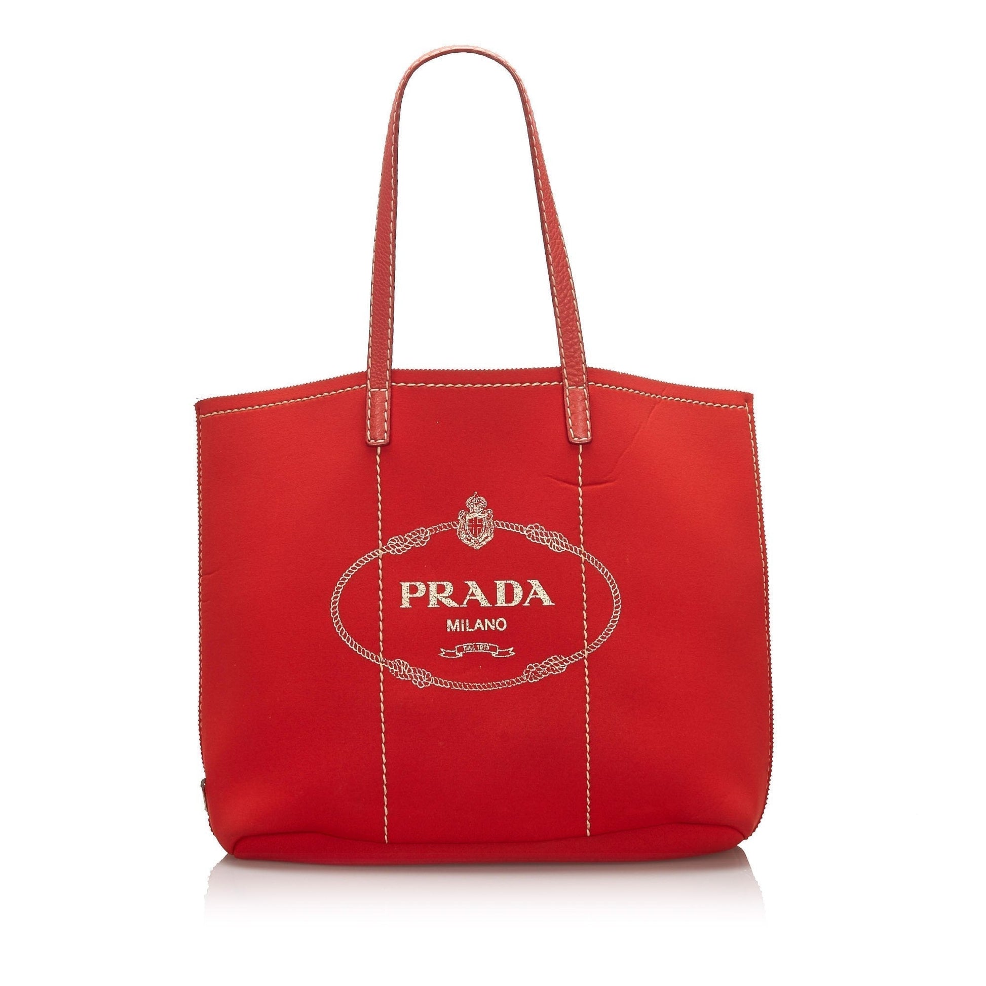 Prada Polyester Fabric Canapa Neoprene Tote Bag Italy Red Tote Bag Italy