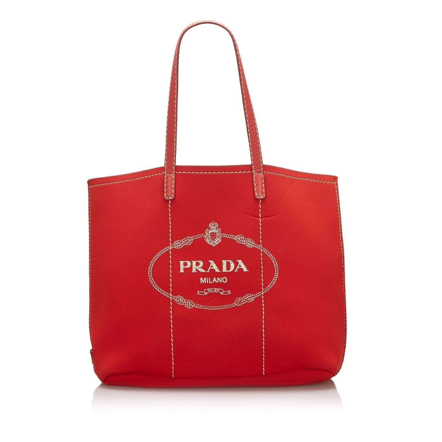 Prada Polyester Fabric Canapa Neoprene Tote Bag Italy Red