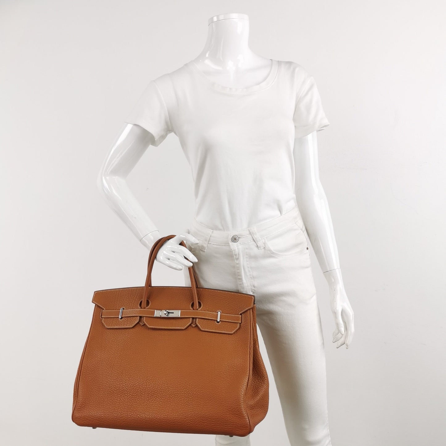 Hermes Birkin Togo Calfskin Palladium Hardware Box M Leather Gold Travel Bag