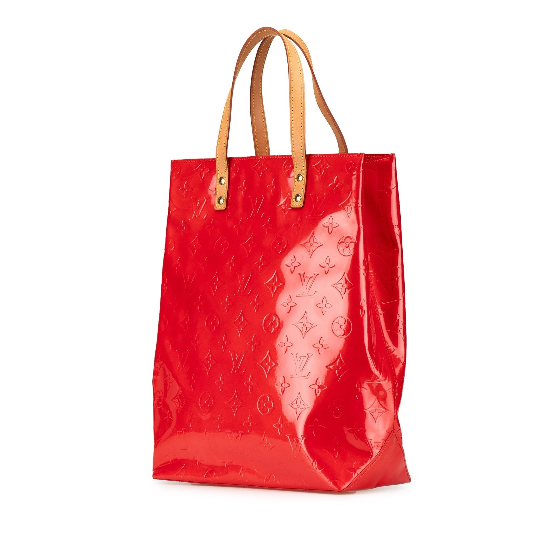 Red Louis Vuitton Monogram Vernis Reade MM Tote Bag