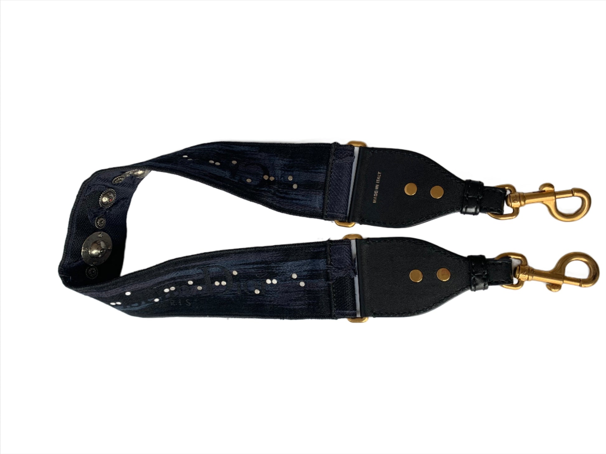 Dior Saddle Strap Navy With And Metal Handbag Canvas Logo Travel Bag