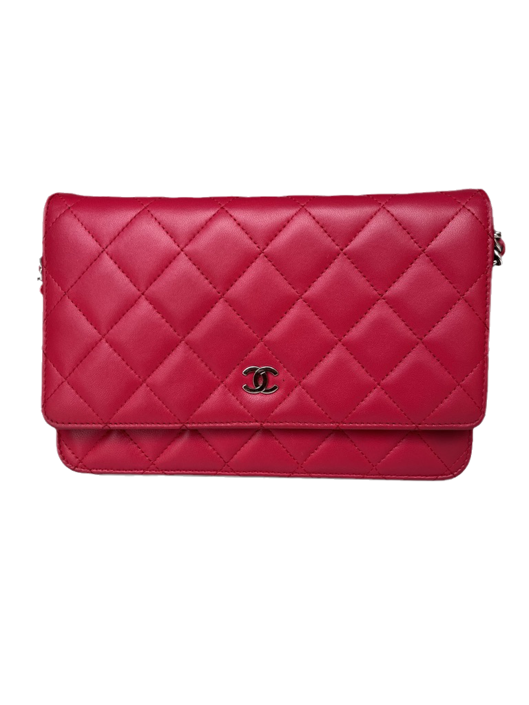 Chanel on WOC Fuchsia Lambskin Leather Wallet Case