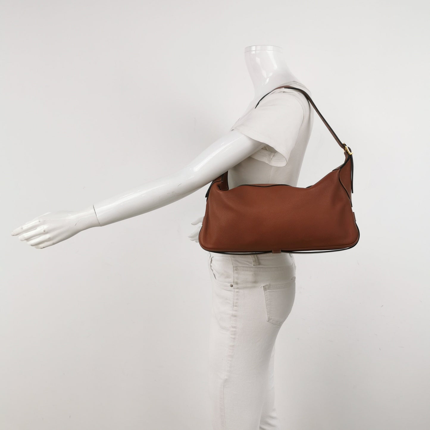 Romy Calfskin Shoulder Bag Leather Brown