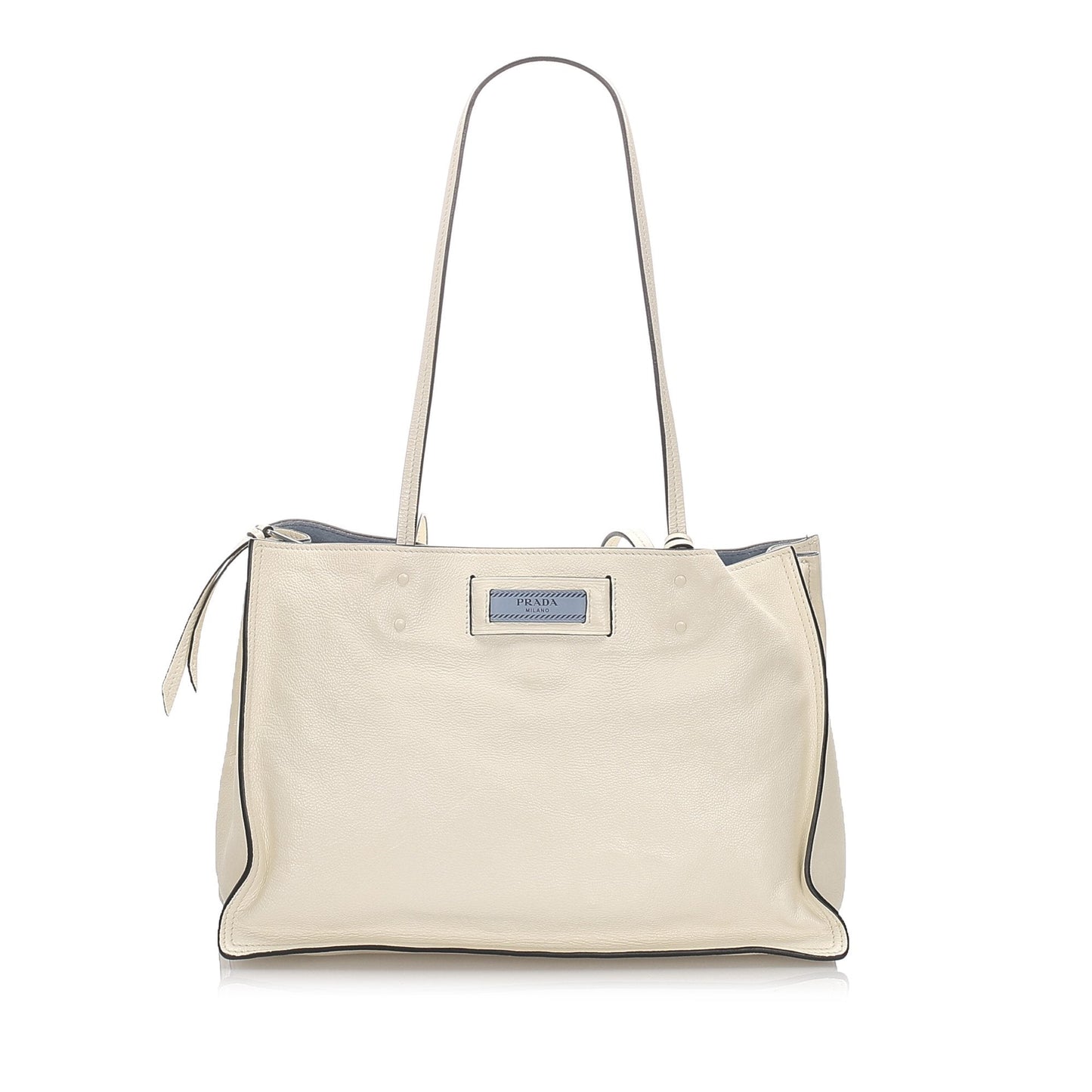 Prada Calf Etiquette Tote Bag Italy Leather Calf Leather White Tote Bag Italy
