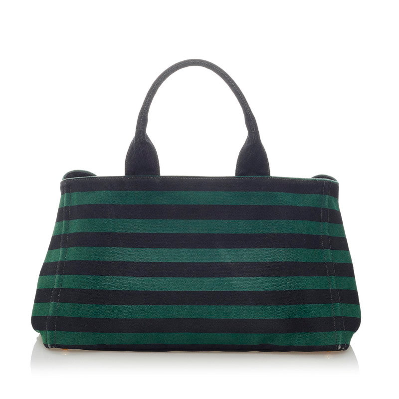 Prada Striped Canapa Handbag Travel Bag