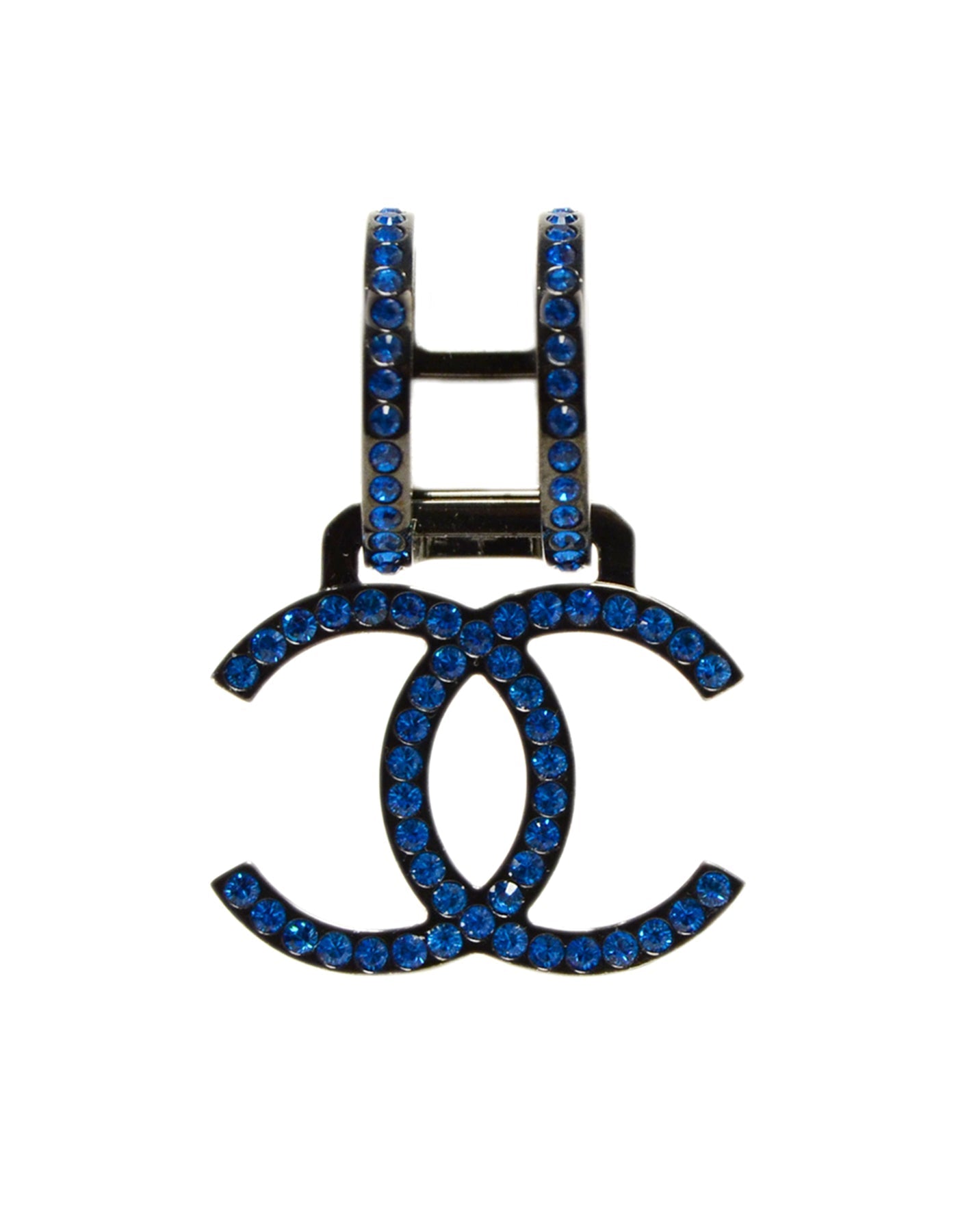 Chanel Blue Strass Crystal Single Clip On Earring