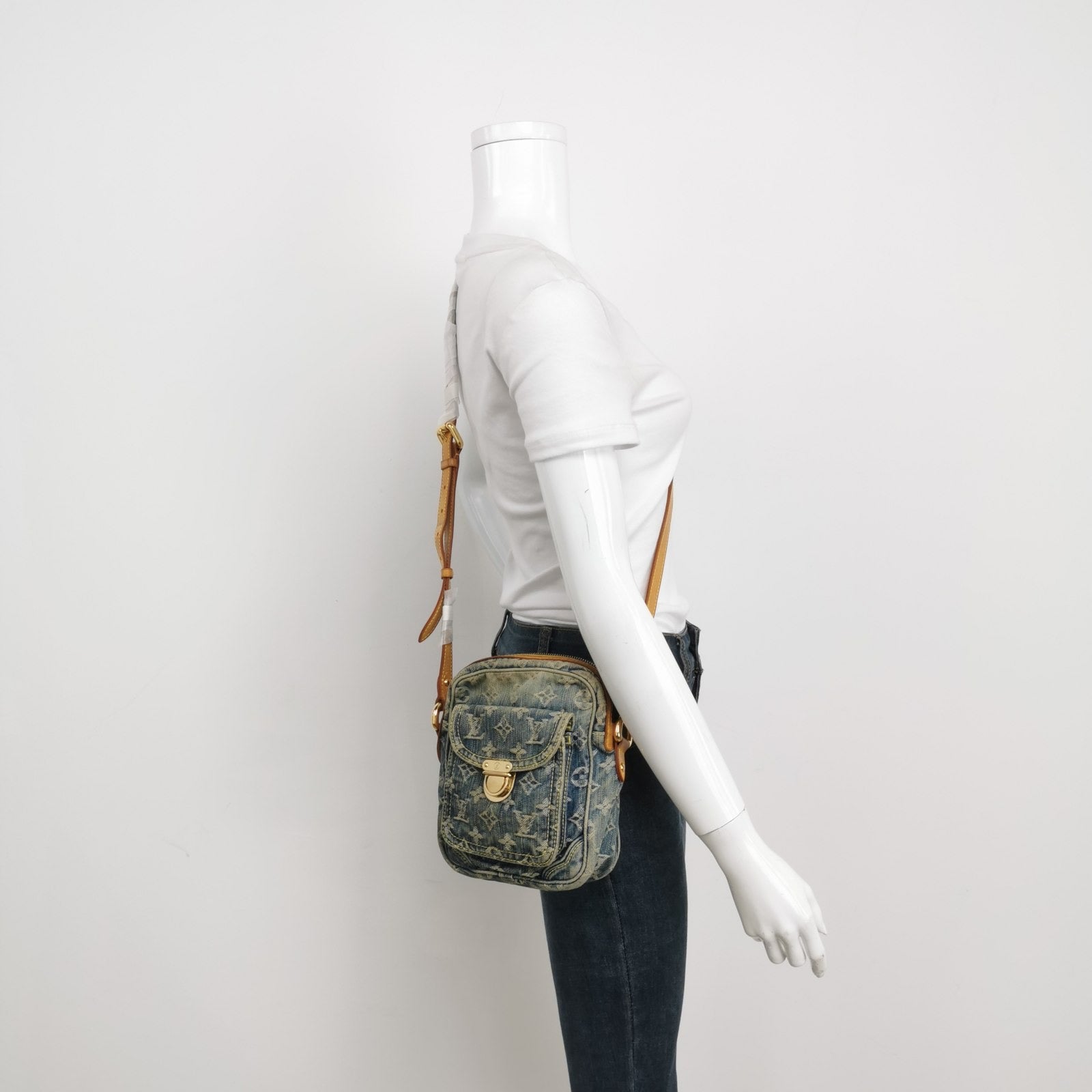 Louis Vuitton Denim Camera Monogram Blue Crossbody Bag Blue 1