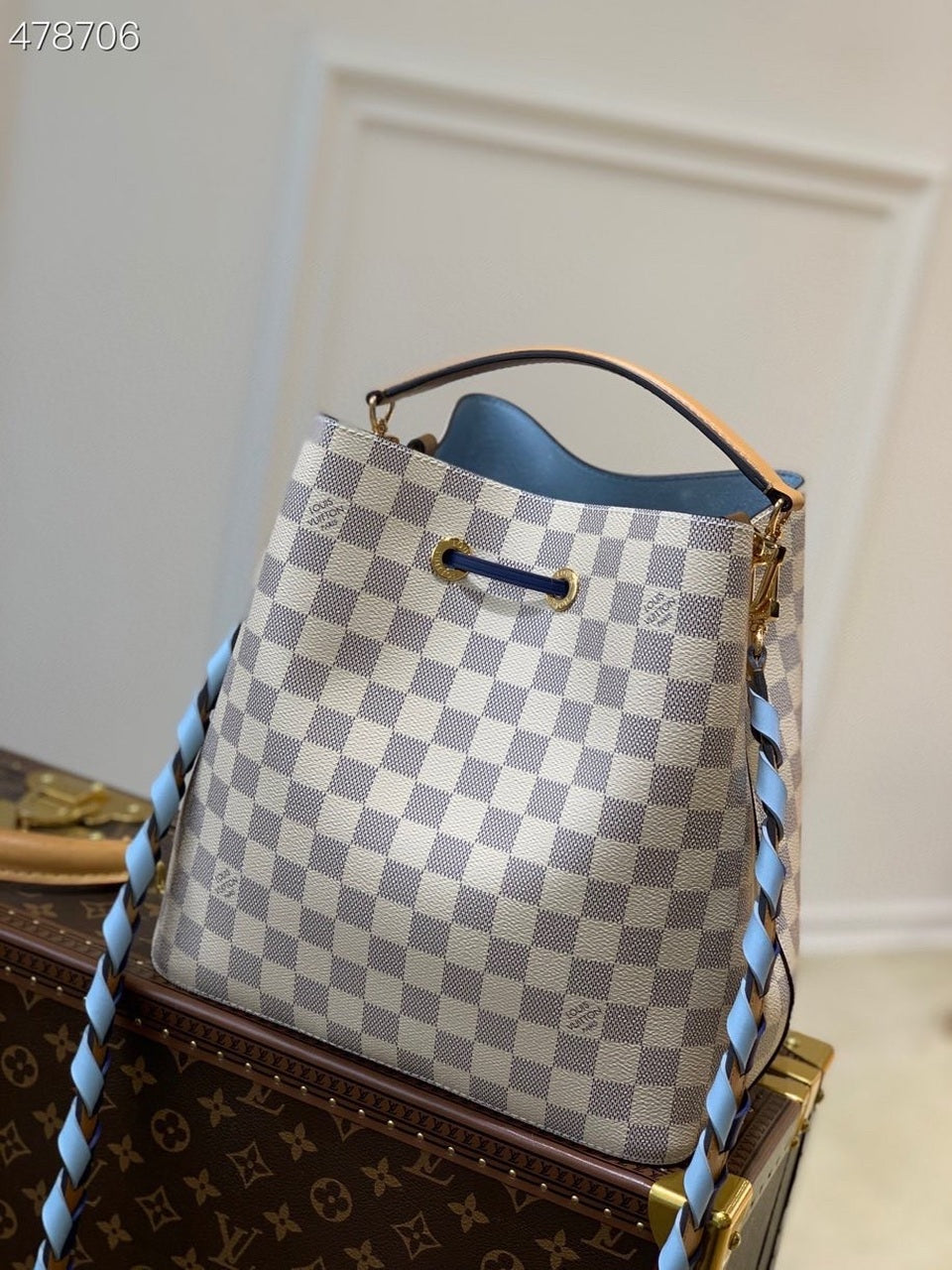 Top Quality Neonoe Bag Mm Damier Azur Canvas Blue Bucket Bag