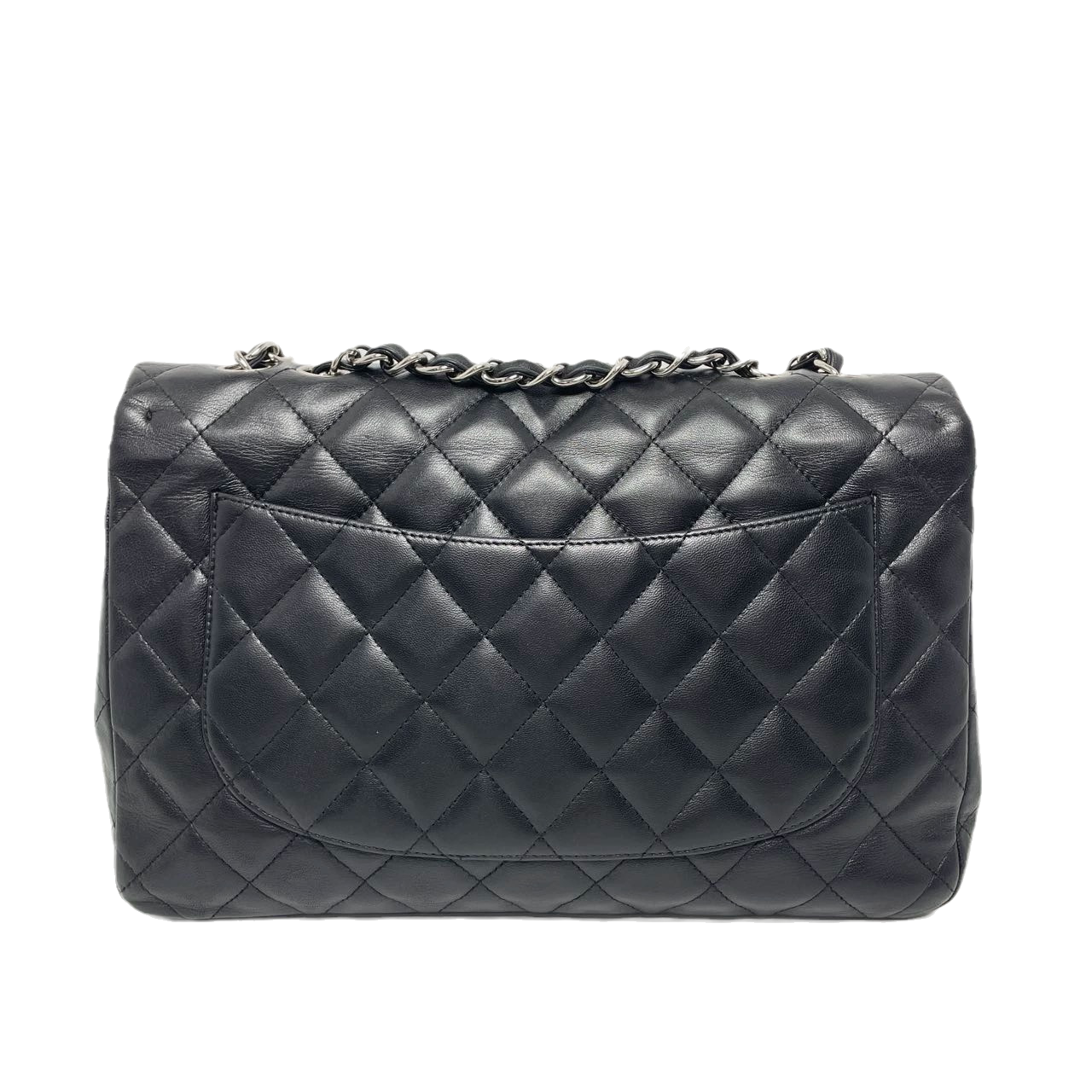 Chanel Classic Flap Jumbo Lambskin hardware Black Silver Leather Handbag