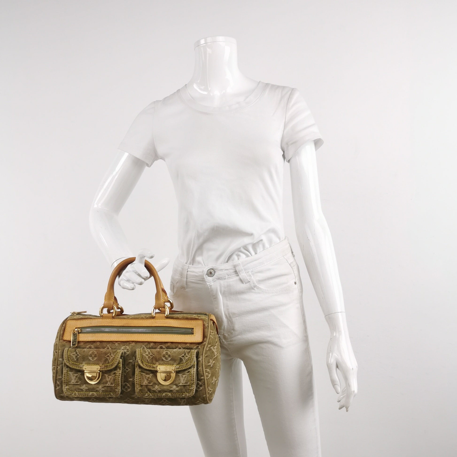 Louis Vuitton Denim Neo Speedy Boston Green Travel Bag