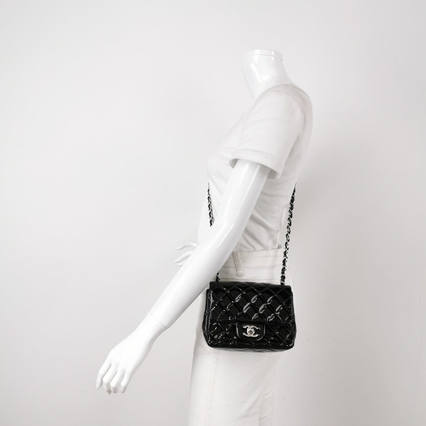 Chanel Classic Flap Square Patent Lambskin Black Crossbody Bag Crossbody Bag
