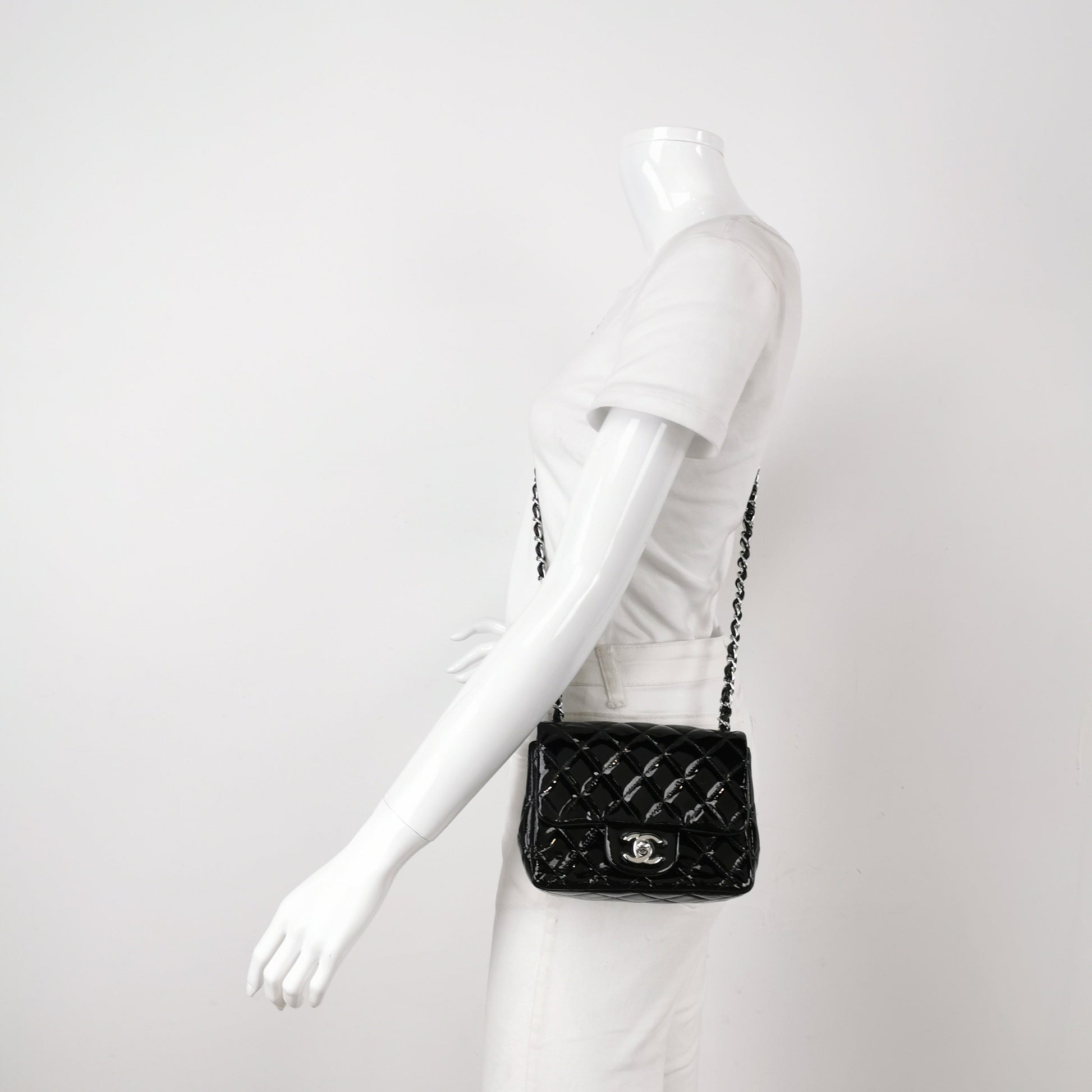 Chanel Classic Flap Square Patent Lambskin Black Crossbody Bag Crossbody Bag