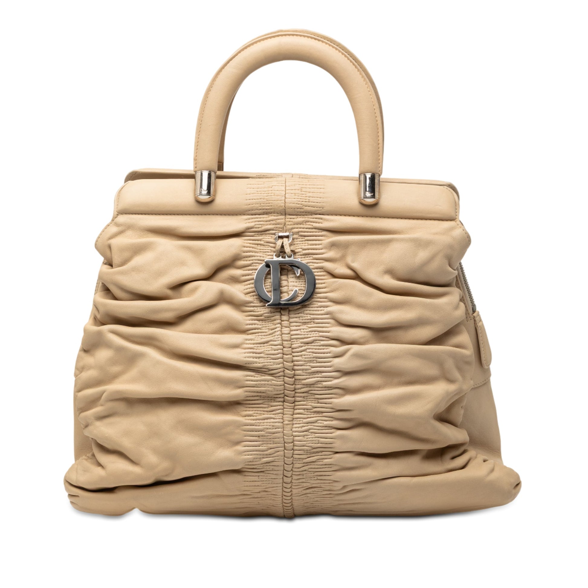Dior Handbag Karenina Frame Bag Lambskin Beige