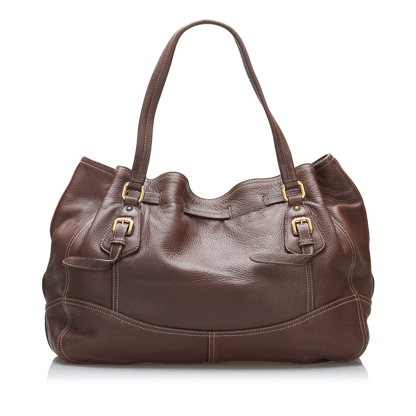 Prada Cervo Drawstring Tote Bag Leather