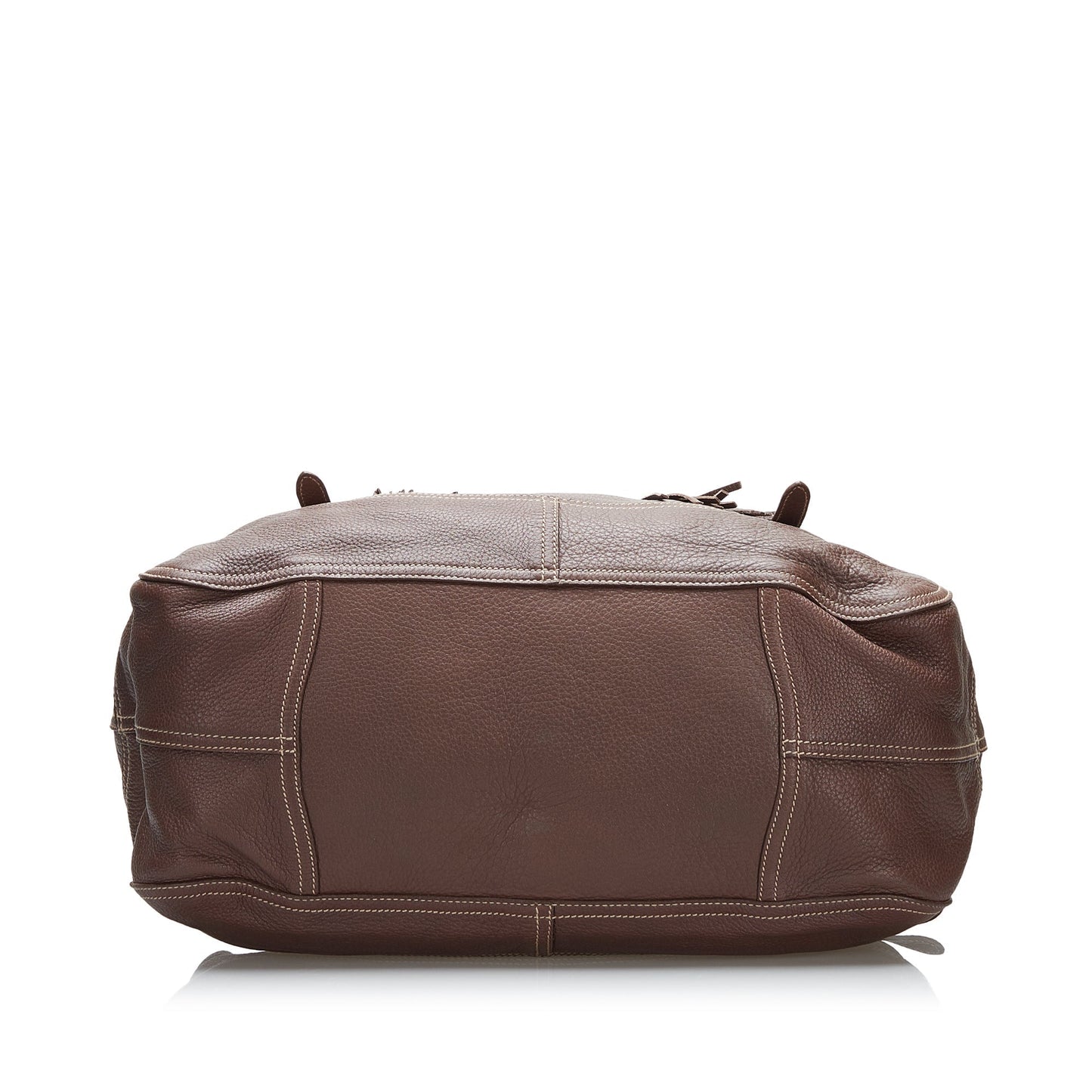 Prada Cervo Drawstring Tote Leather Brown Tote Bag Leather Tote 1