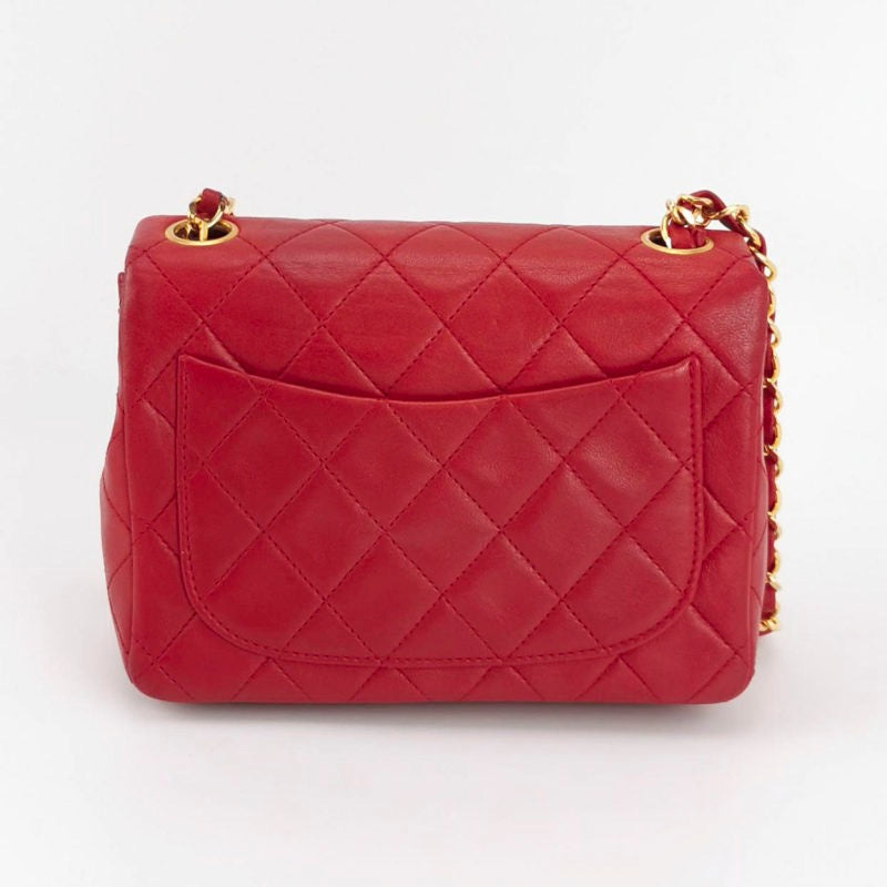 Chanel Classic Flap Square Lambskin 24k HW Red Gold Mini Bag