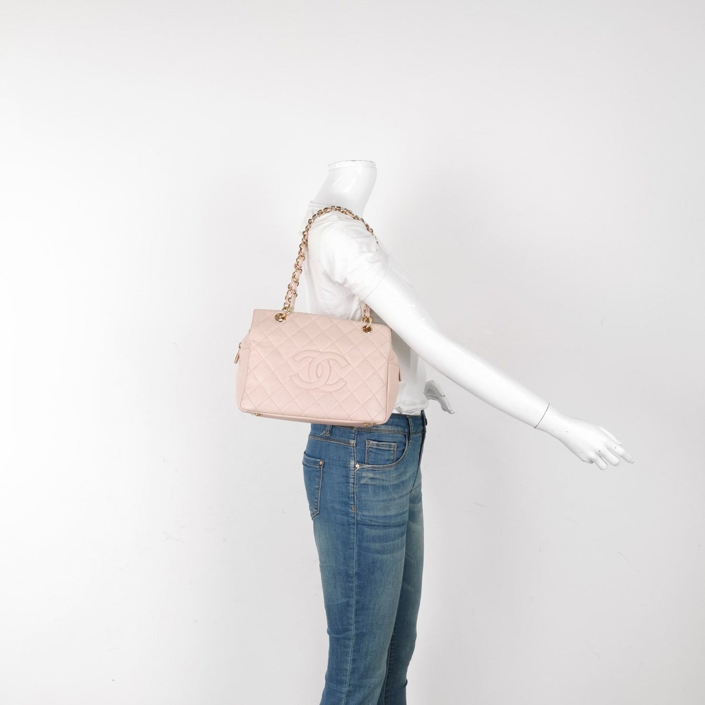 Chanel PST Petite Shopping Pale Caviar Pink Leather Tote Bag