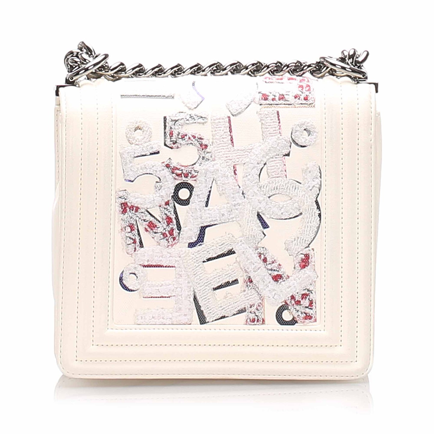 Chanel No 5 Graffiti Boy Bag White Flap Shoulder Bag