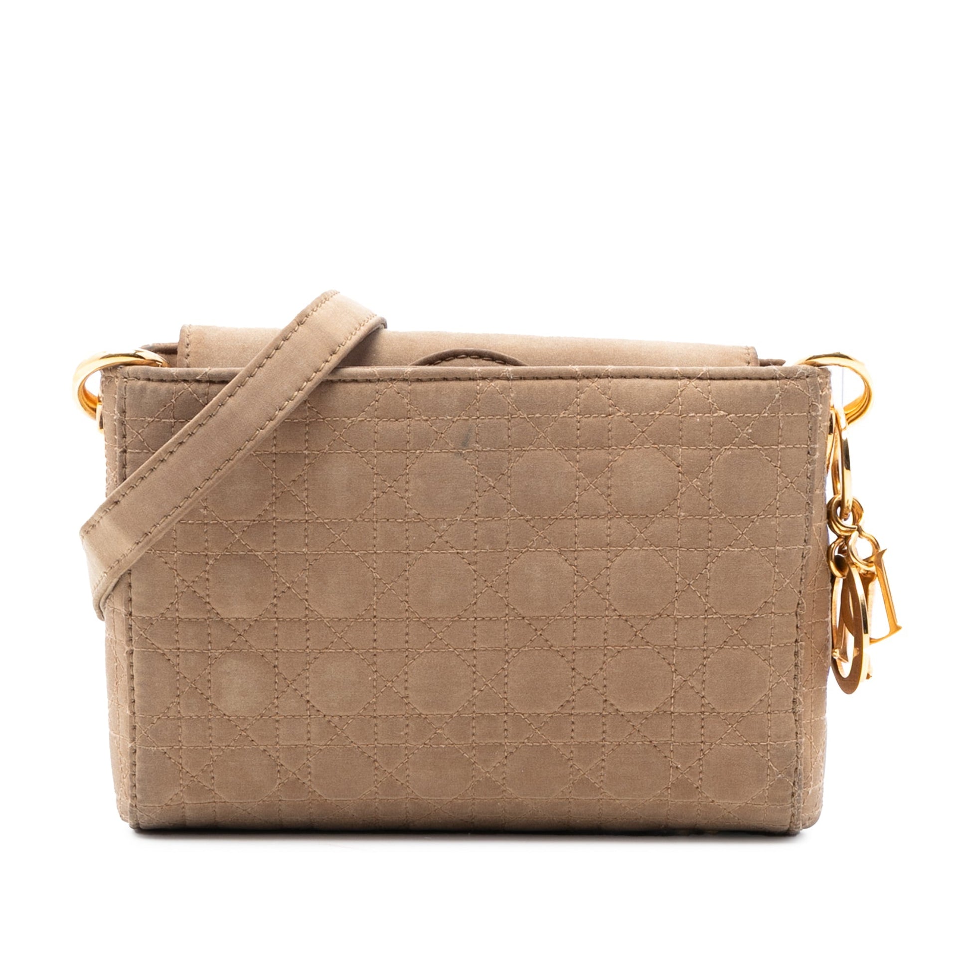 Dior Handbag Cannage Lady Crossbody Suede Tan Crossbody Bag