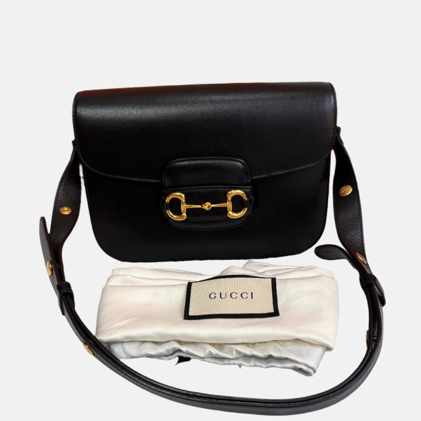 Gucci Horsebit Leather Black Small Travel Bag
