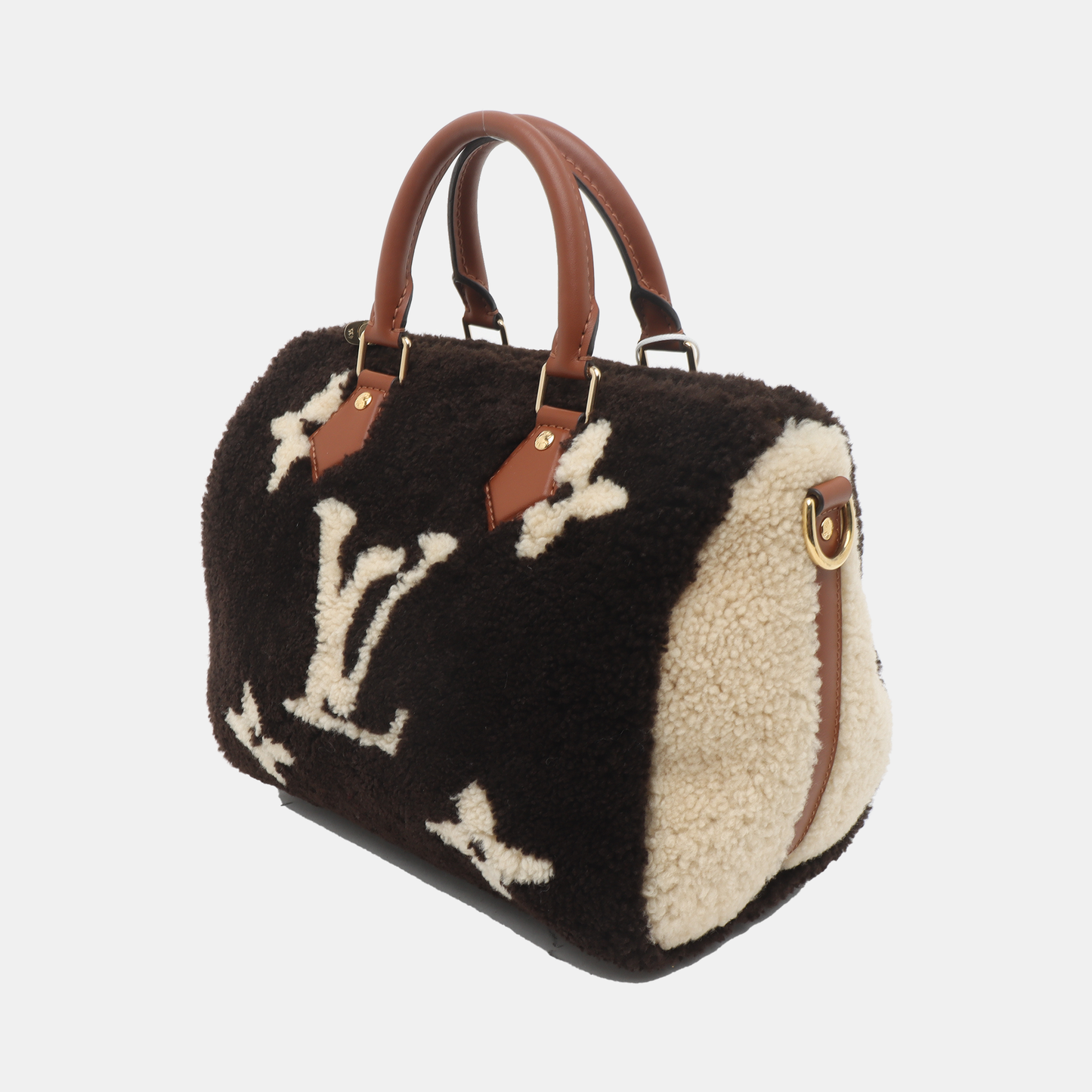 Louis Vuitton Speedy Bandouliere 25 Teddy Shearling Giant Monogram Handbag
