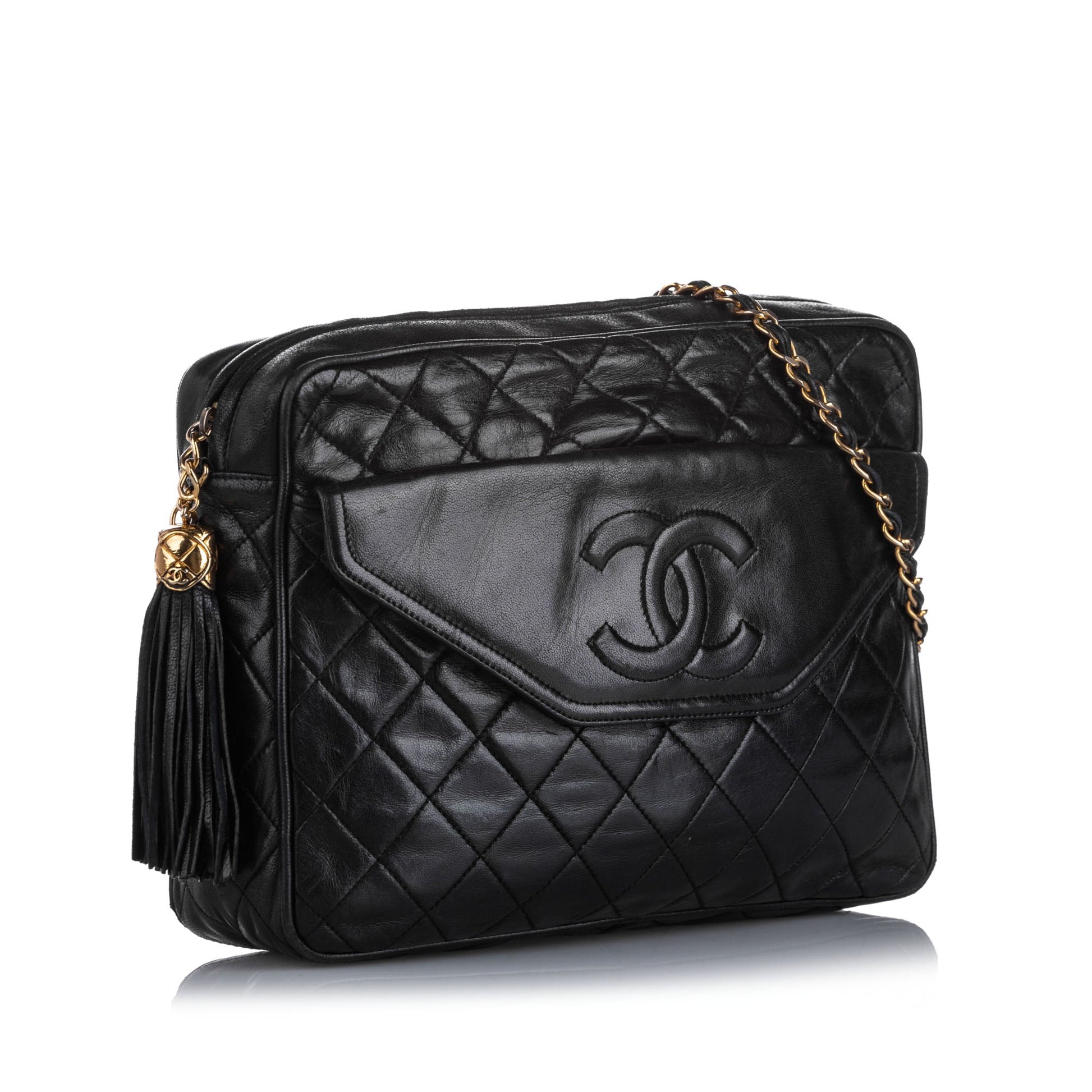 Chanel CC Classic Lambskin Crossbody Bag Leather Black