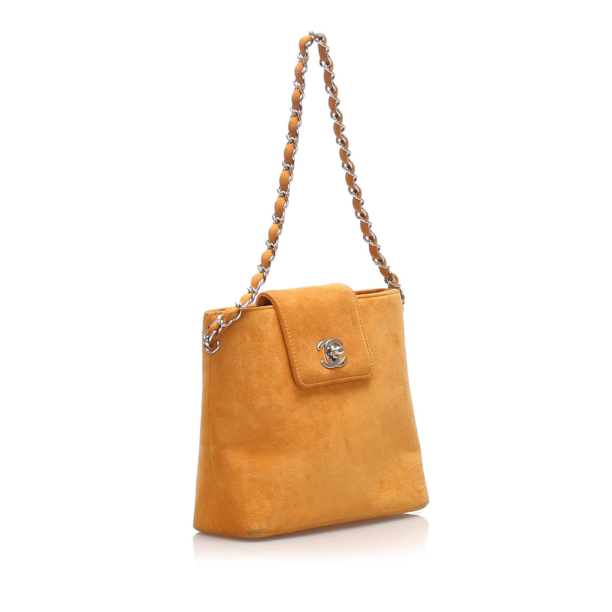 Chanel CC Handbag Orange Suede