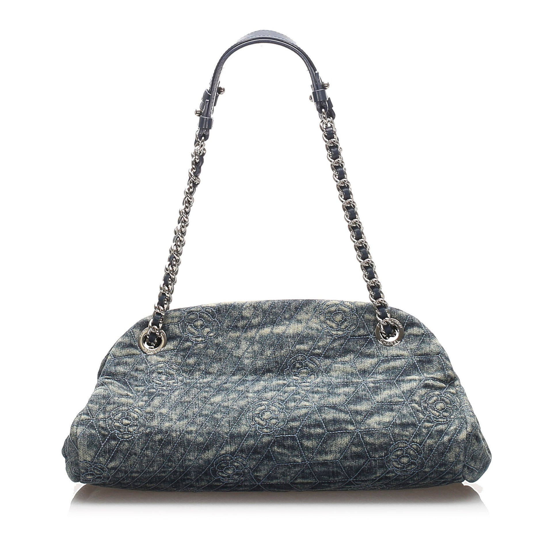 Chanel Camellia Mademoiselle Shoulder Bag Denim Blue
