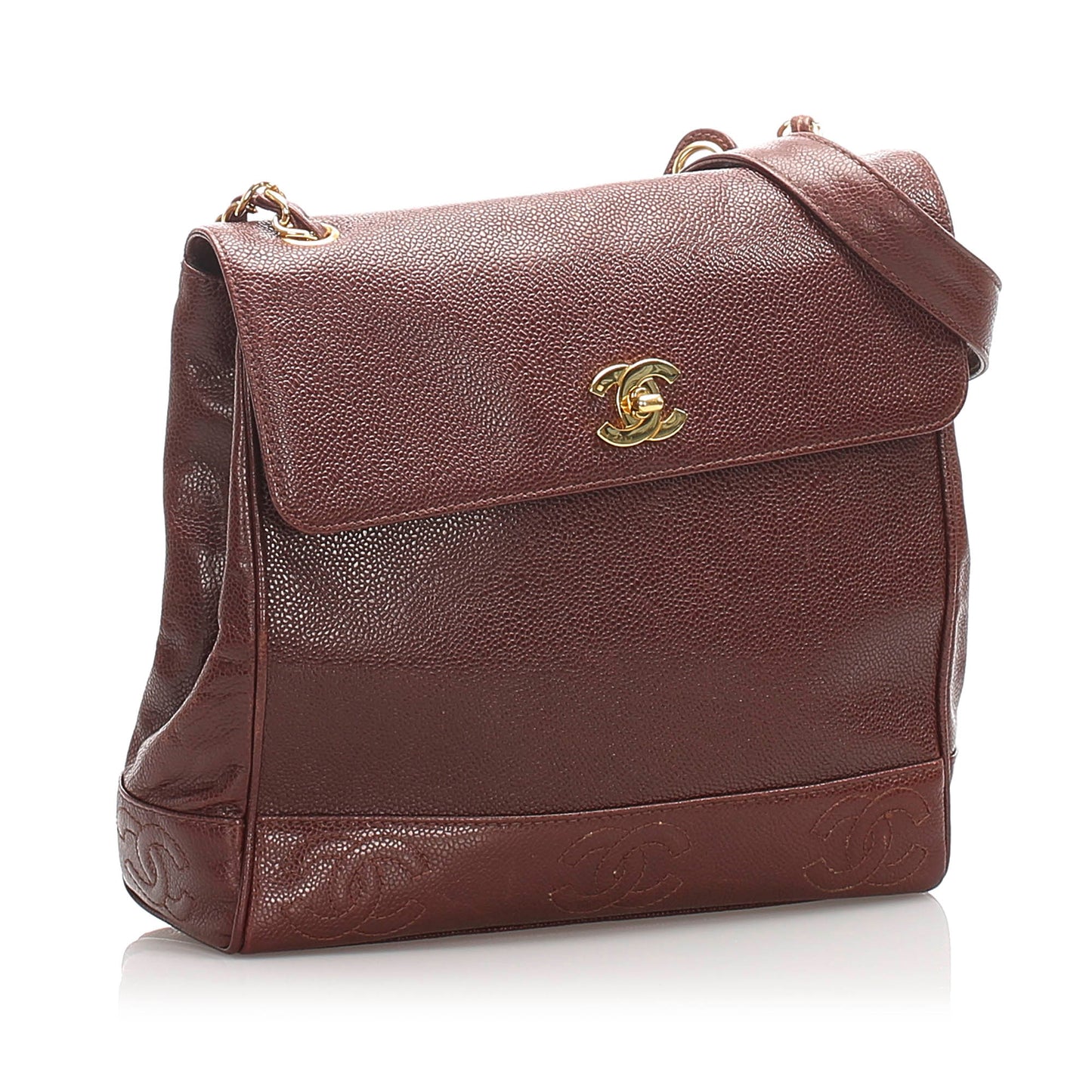 Chanel Caviar Shoulder Bag Leather Red