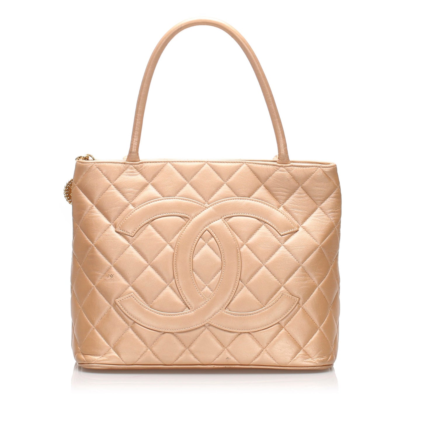 Chanel Metallic Medallion Lambskin Tote Bag Leather Gold