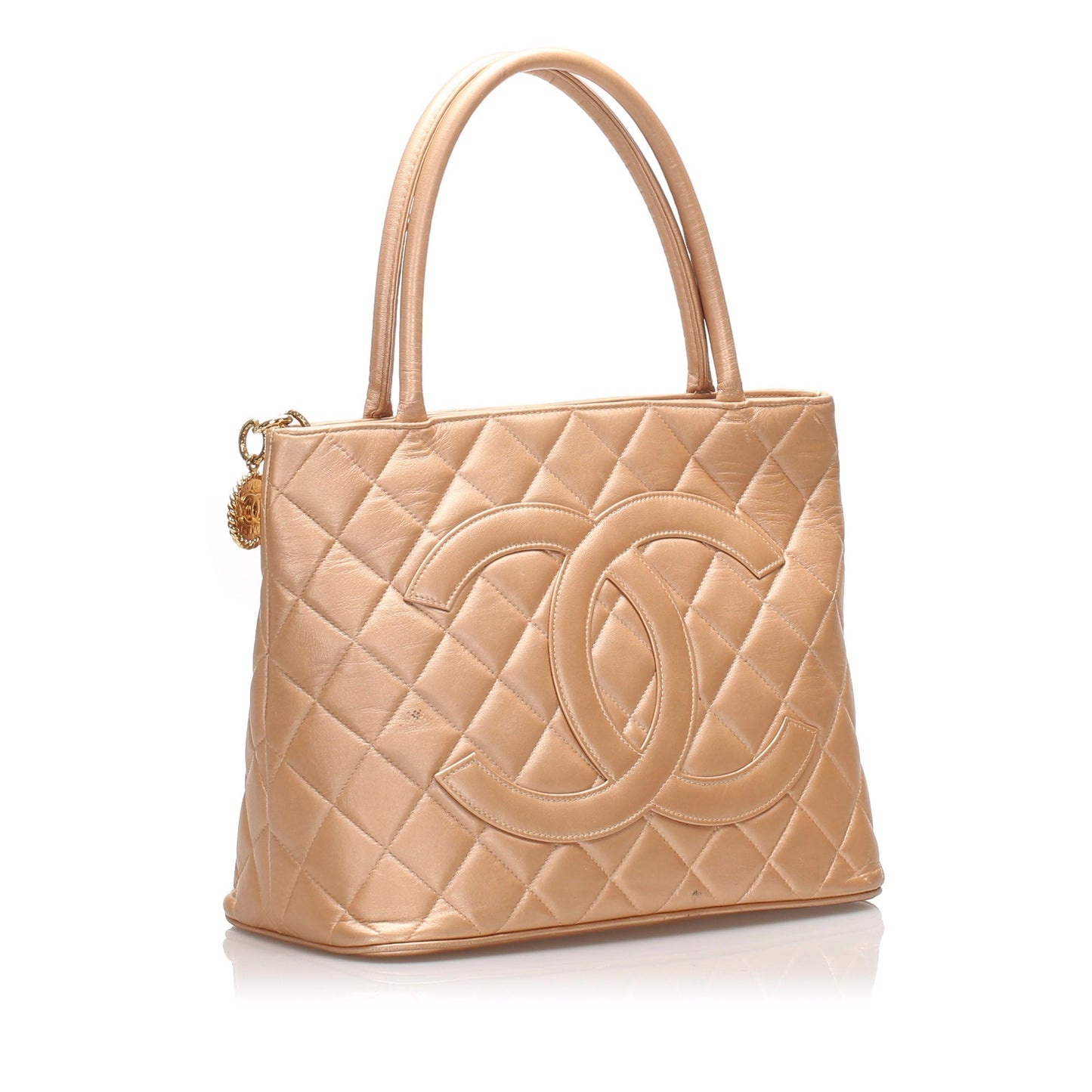 Chanel Metallic Medallion Lambskin Tote Bag Leather Gold