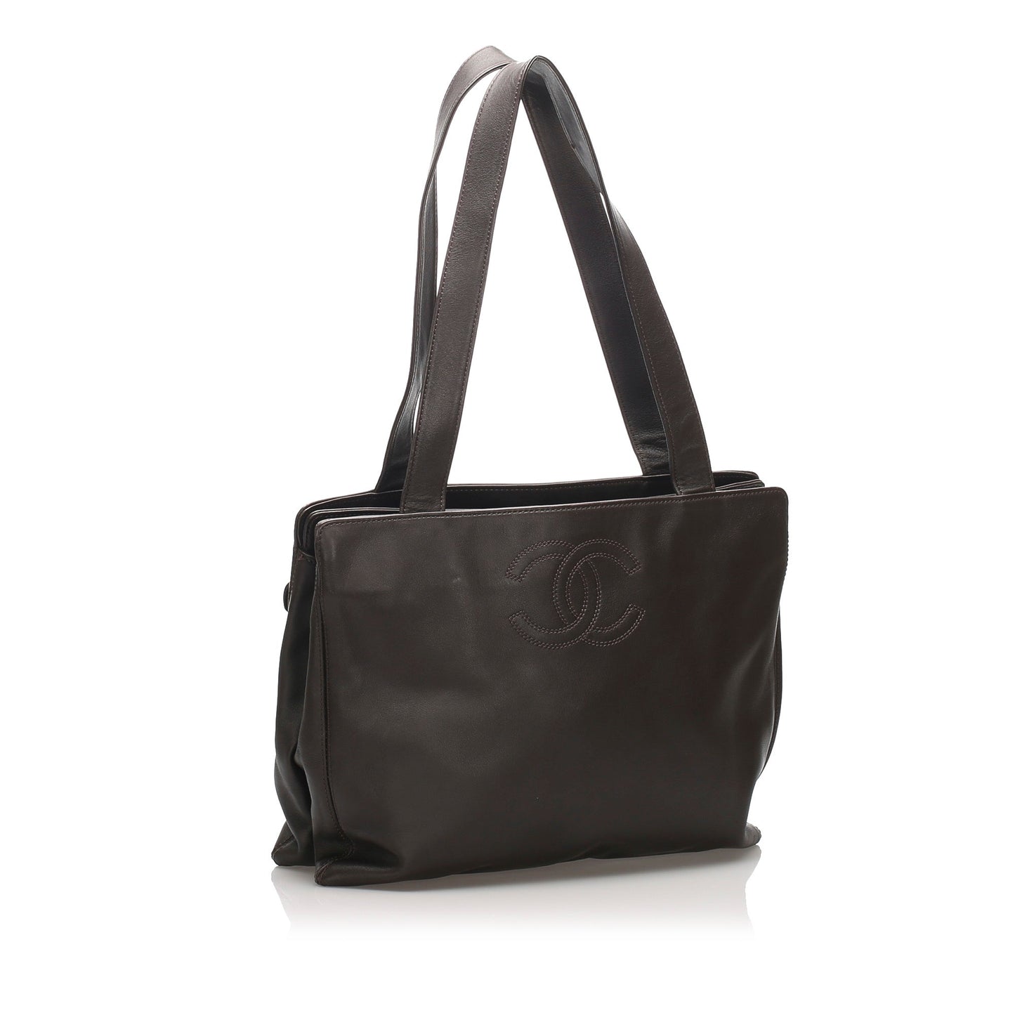Chanel CC Lambskin Tote Bag Leather Black Shoulder Bag