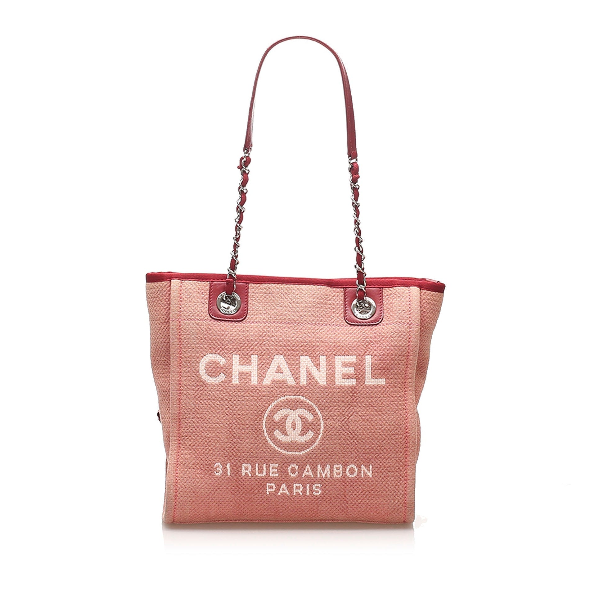 Chanel Deauville Tote Bag Canvas Pink