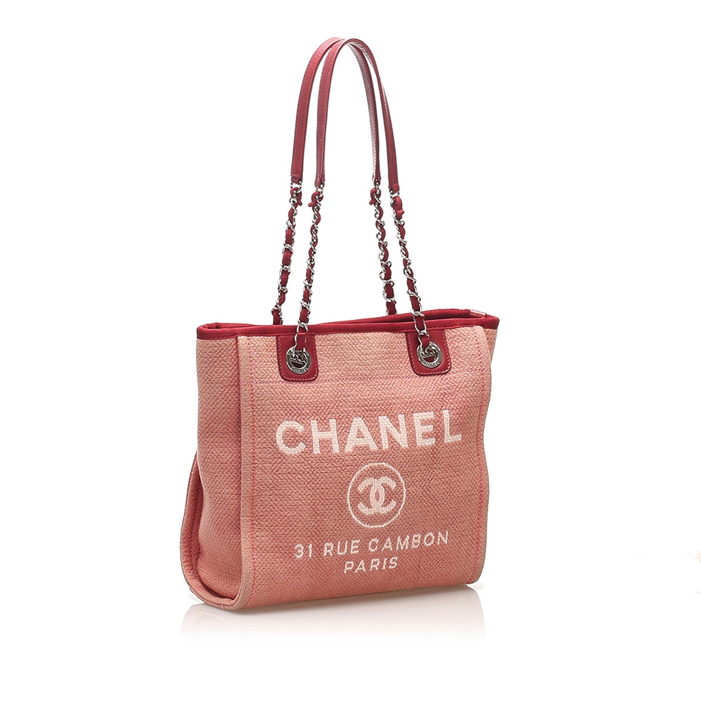 Chanel Deauville Tote Bag Canvas Pink