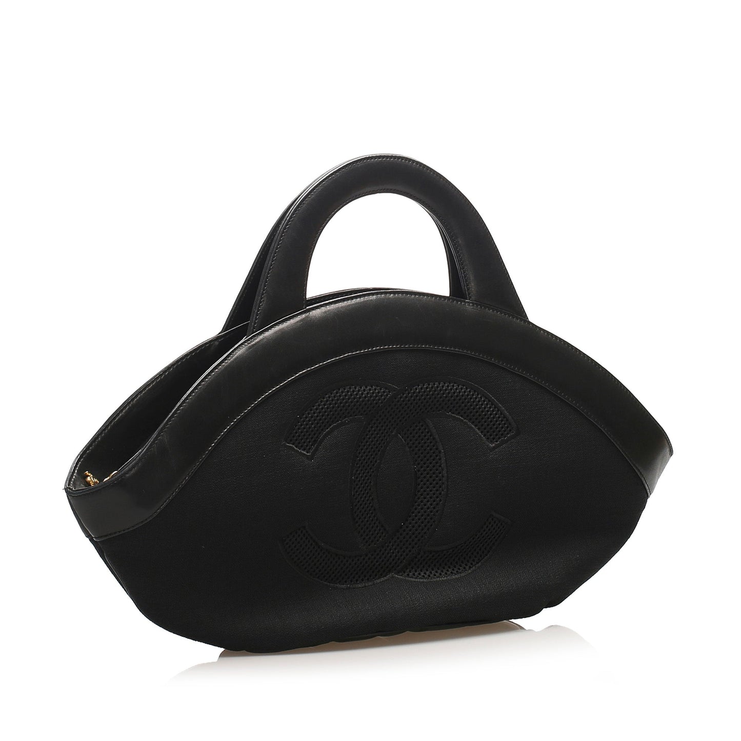 Chanel Camelia Handbag Leather Black