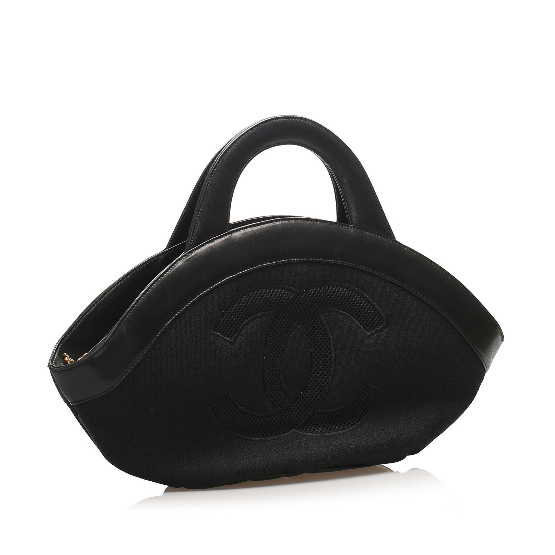 Chanel Camelia Handbag Leather Black